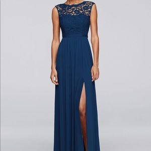 David's Bridal lace bridesmaid marine 18 4xlf19328